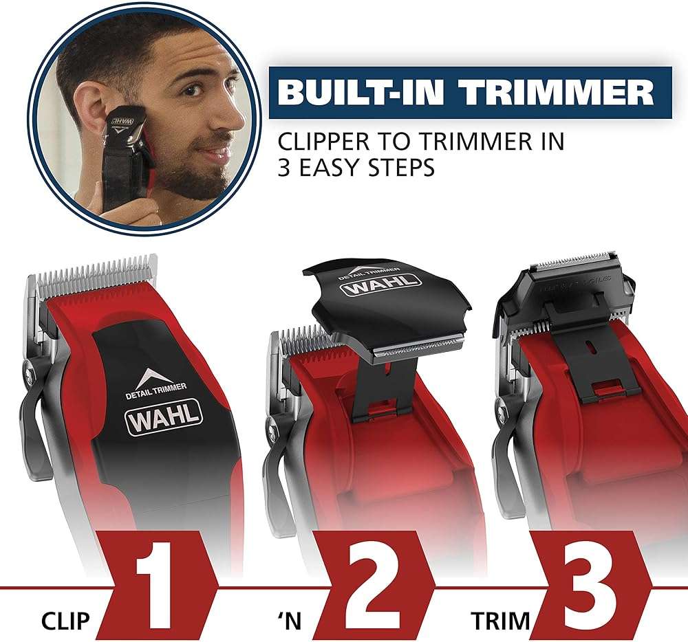 Wahl USA Clip ‘N Trim 2 in 1 Corded Hair Clipper with Pop Up Trimmer Kit, The Perfect Hair Clippers for Men’s Haircuts and Long Beard Touch Up Grooming – 79900-1501P - Image 4