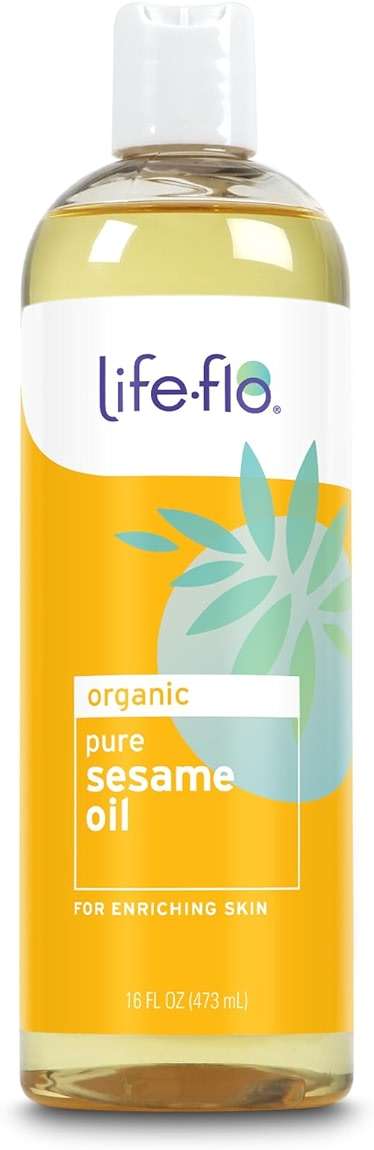 LIFE-FLO Organic Sesame Oil - Face and Body Oil - Body Moisturizer and Nutrient for Dry Skin Care - Ideal for Massage - Extracted from Organic Sesame Seeds - 60-Day Guarantee - 16oz - Image 1