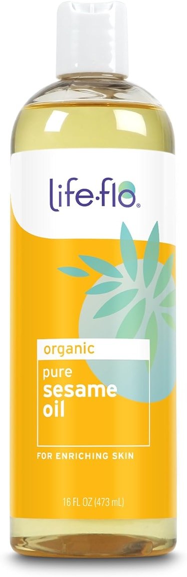 LIFE-FLO Organic Sesame Oil - Face and Body Oil - Body Moisturizer and Nutrient for Dry Skin Care - Ideal for Massage - Extracted from Organic Sesame Seeds - 60-Day Guarantee - 16oz - Product Image
