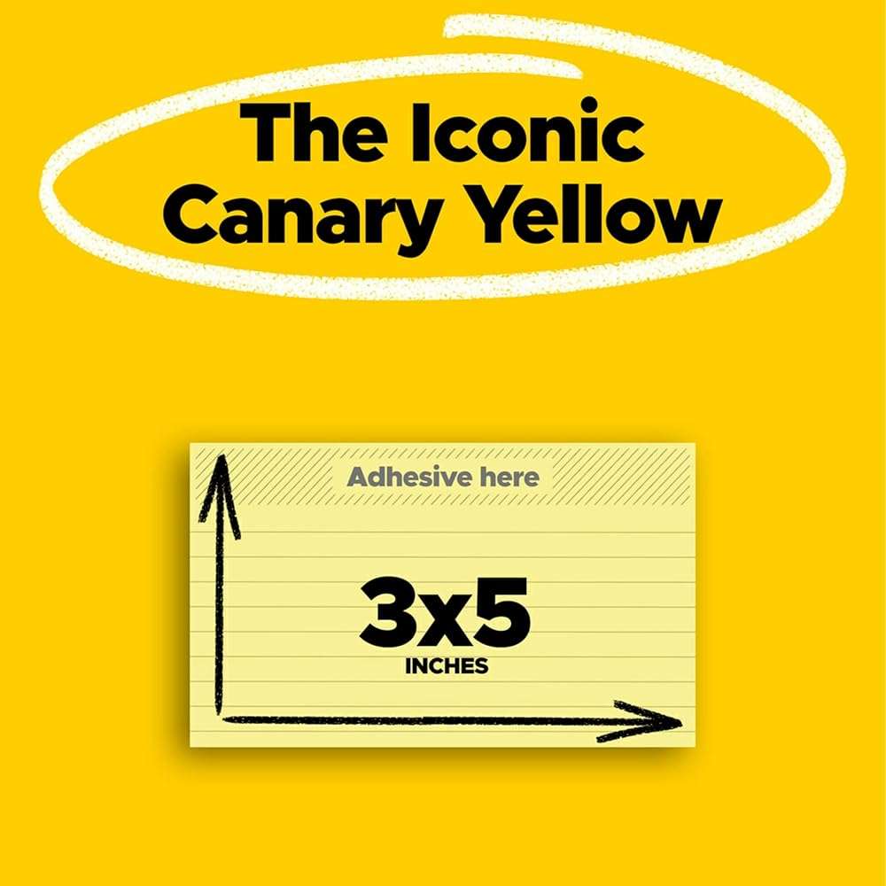 Post-it Notes, 3 in x 5 in, 12 Lined Sticky Notes Pads, 100 Sheets per Pad, Canary Yellow, The Original Post-it Note, School Supplies and Office Products - Image 3