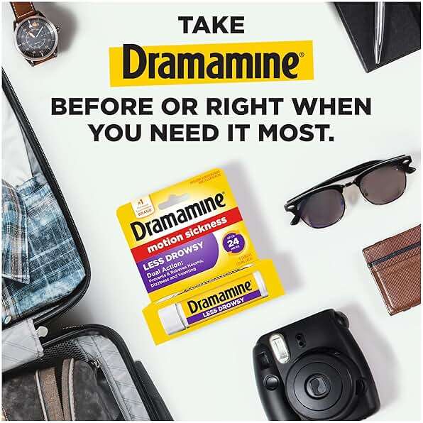 Dramamine Motion Sickness Less Drowsy, Travel Vial, Multicolor, 8 Count - Image 3