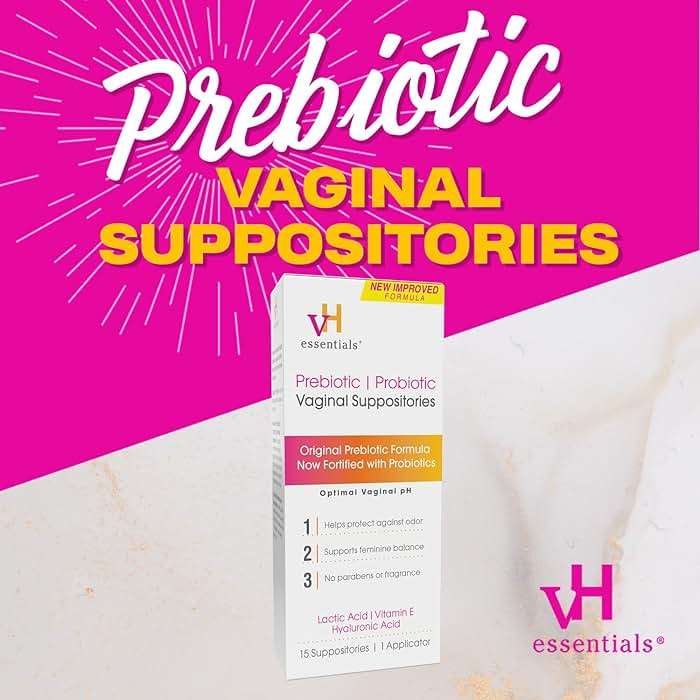 vH essentials Prebiotic pH Balanced Vaginal Suppositories, Naturally Protect Against Odor, 15 Count Box - Image 2