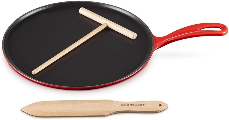 Le Creuset Enameled Cast Iron Traditional Round Crepe Pan, 10.25", Cerise - Product Image