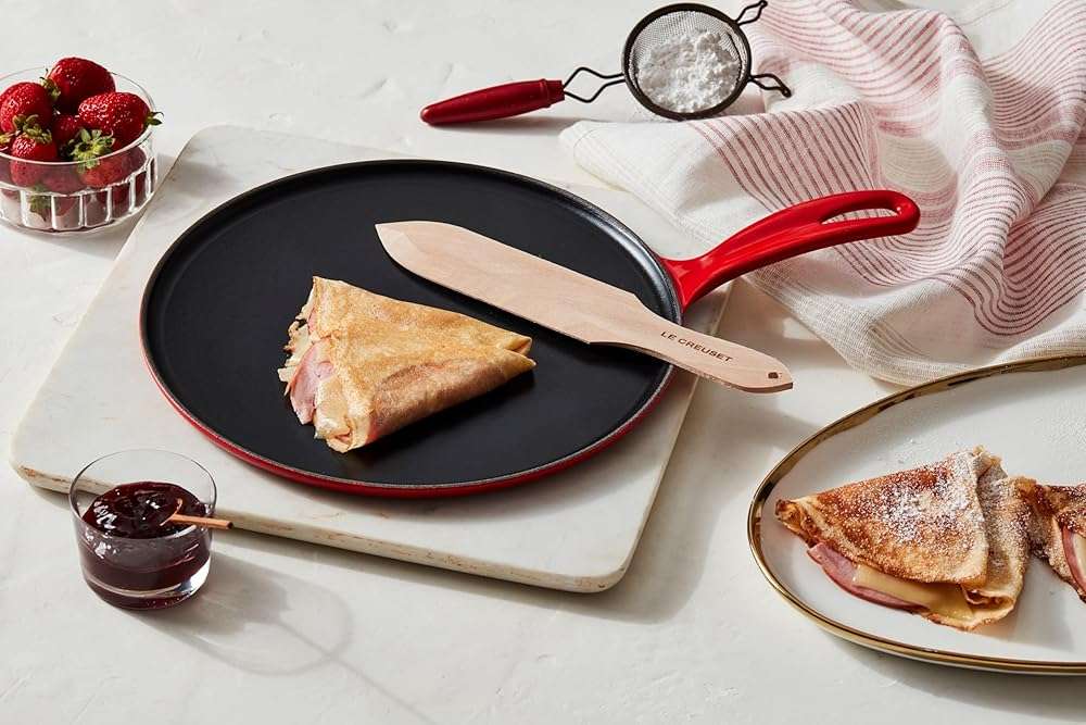 Le Creuset Enameled Cast Iron Traditional Round Crepe Pan, 10.25", Cerise - Image 2