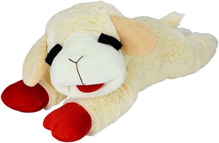 Multipet Lamb Chop Dog Plush Toy - Squeaky Toy for All Dogs - Extra Soft Plush - Stuffed Animal for Cuddling & Playing - Jumbo (24", Cream) - Image 1