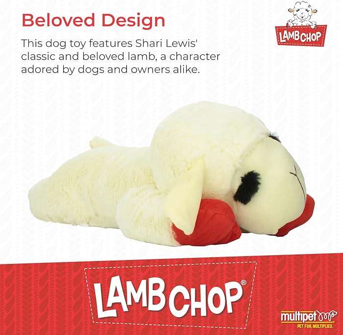 Multipet Lamb Chop Dog Plush Toy - Squeaky Toy for All Dogs - Extra Soft Plush - Stuffed Animal for Cuddling & Playing - Jumbo (24", Cream) - Image 2