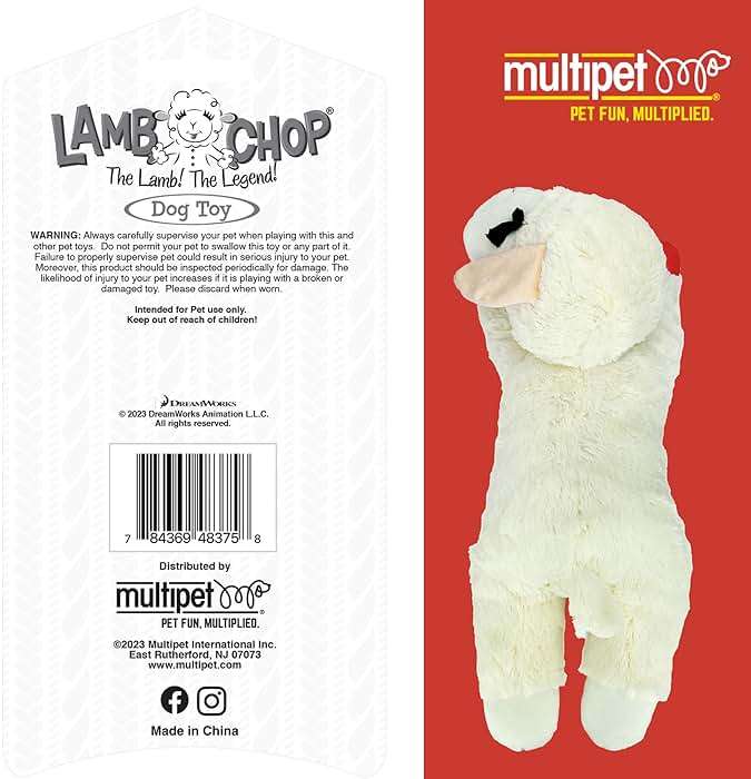 Multipet Lamb Chop Dog Plush Toy - Squeaky Toy for All Dogs - Extra Soft Plush - Stuffed Animal for Cuddling & Playing - Jumbo (24", Cream) - Image 5
