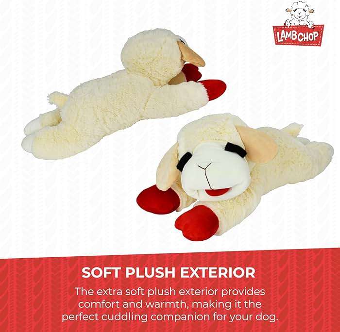 Multipet Lamb Chop Dog Plush Toy - Squeaky Toy for All Dogs - Extra Soft Plush - Stuffed Animal for Cuddling & Playing - Jumbo (24", Cream) - Image 6