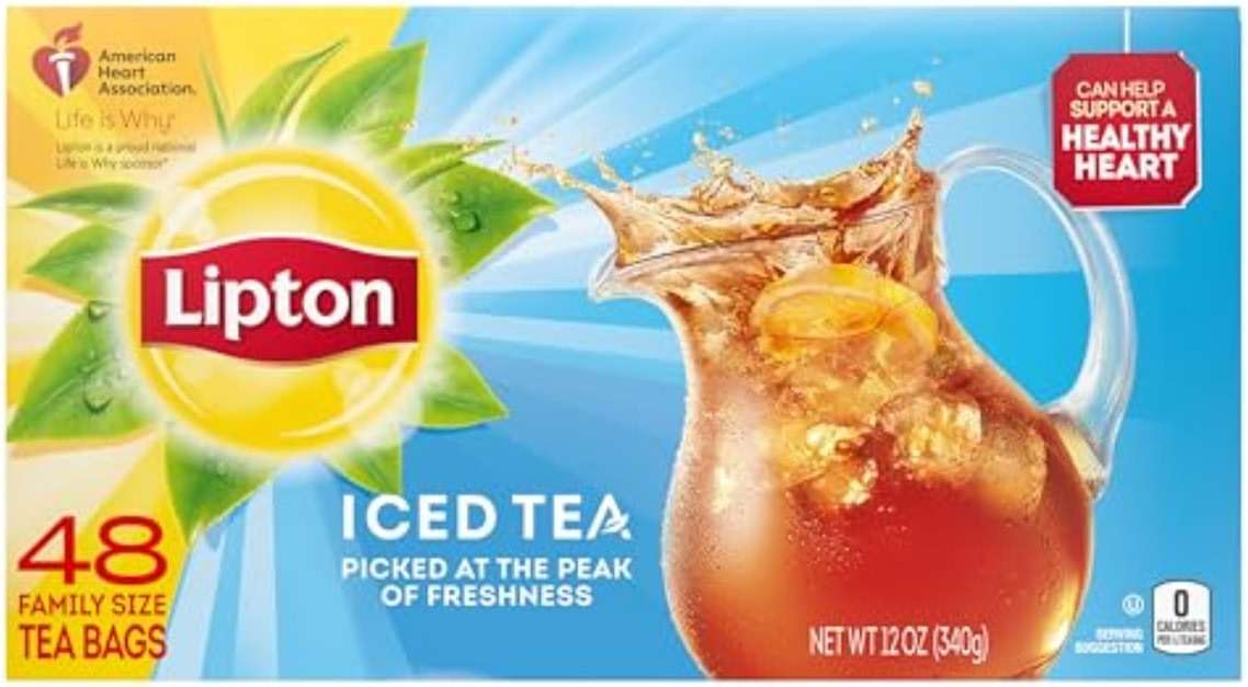 Lipton Decaf Black Iced Tea Bags, Family Size Zero Calories, 24 Total Tea Bags - Image 1