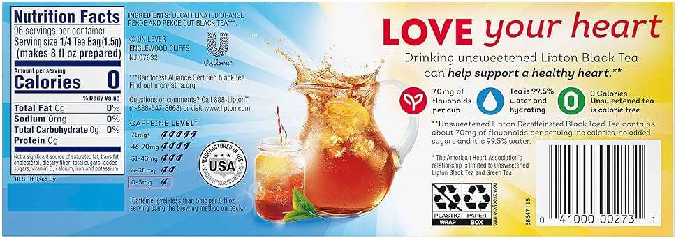 Lipton Decaf Black Iced Tea Bags, Family Size Zero Calories, 24 Total Tea Bags - Image 3