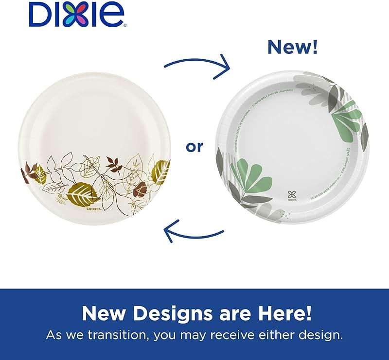 Dixie 6.8 Inch Medium-Weight Paper Plates By GP PRO, Pathways Botanical Design, 500 Count (125 Disposable Plates Per Pack, 4 Packs Per Case), UX7WS - Image 3