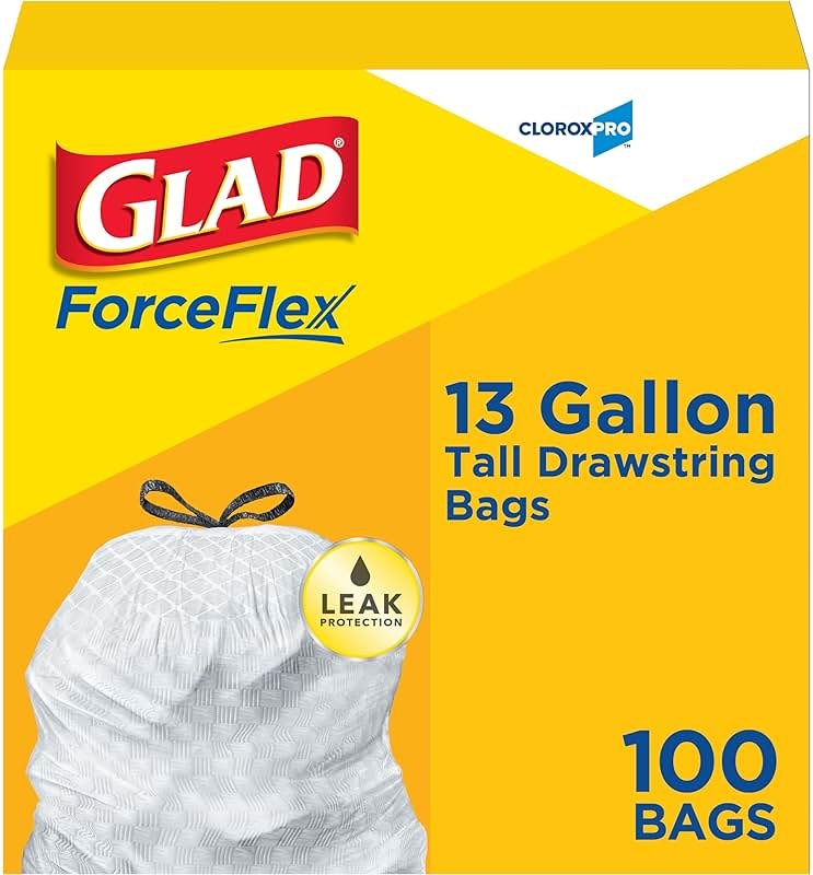 CloroxPro Glad ForceFlex Tall Drawstring Trash Bags, 13 Gal, 100 Ct (Pack May Vary) - Product Image