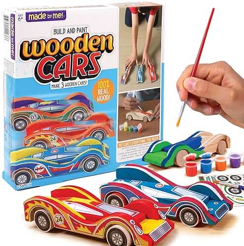 Made By Me Build & Paint Your Own Wooden Toys, DIY Wood Craft Kit, Easy to Assemble, 3 Cars - Product Image
