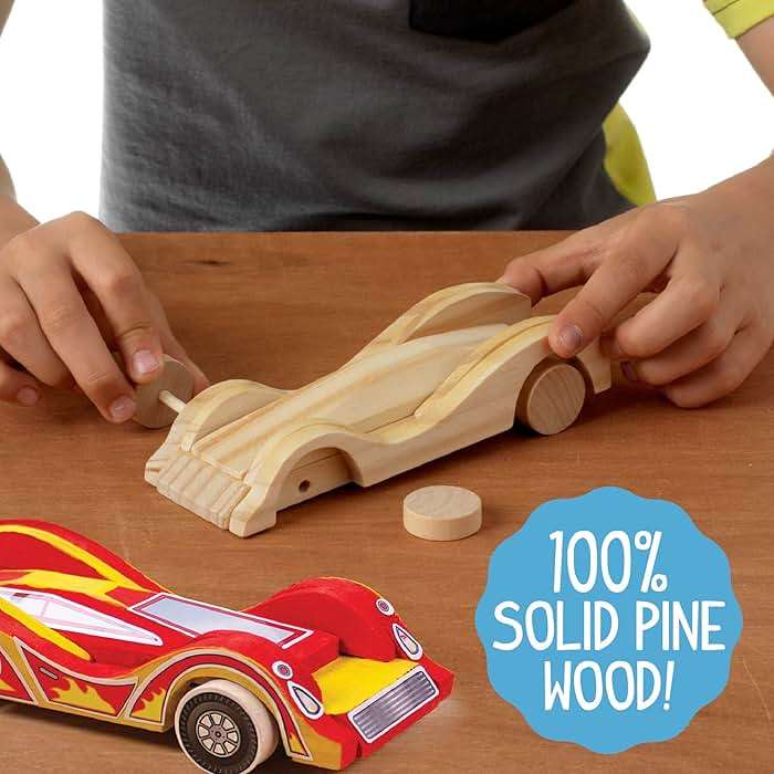 Made By Me Build & Paint Your Own Wooden Toys, DIY Wood Craft Kit, Easy to Assemble, 3 Cars - Image 4