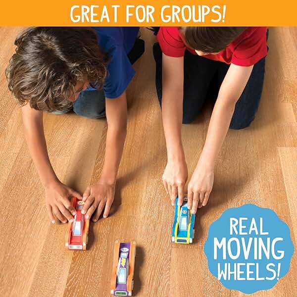 Made By Me Build & Paint Your Own Wooden Toys, DIY Wood Craft Kit, Easy to Assemble, 3 Cars - Image 5
