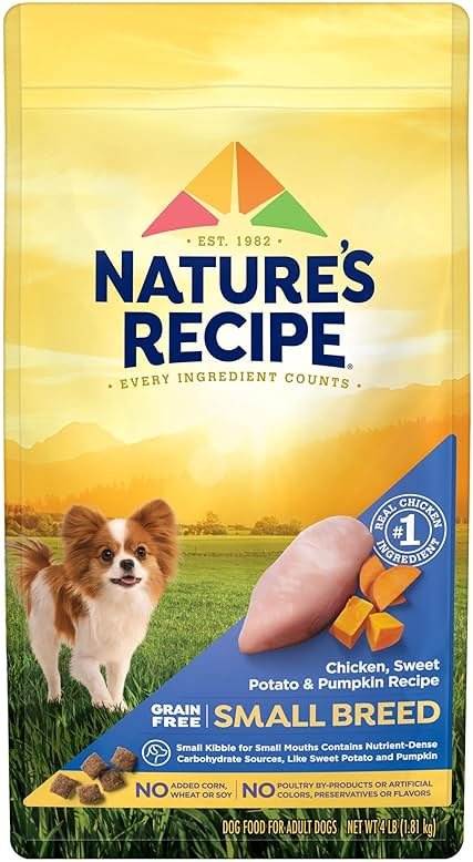 Nature's Recipe Grain Free Small Breed Dry Dog Food, Chicken, Sweet Potato & Pumpkin Recipe, 4 lb. Bag - Product Image