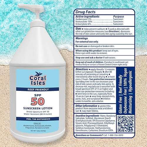 Coral Isles by Rocky Mountain Sunscreen | SPF 50 Lotion | Broad Spectrum UVA/UVB Protection | Hawaii Reef-Safe Act Compliant | Oxybenzone & Octinoxate Free | Water Resistant 80 Min. | 128 Fl Oz - Image 6