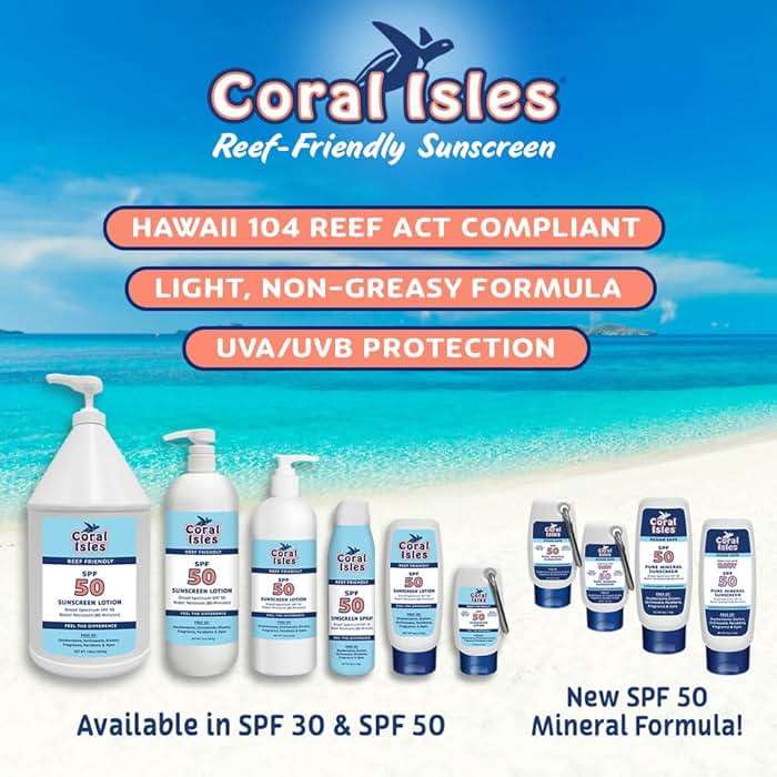 Coral Isles by Rocky Mountain Sunscreen | SPF 50 Lotion | Broad Spectrum UVA/UVB Protection | Hawaii Reef-Safe Act Compliant | Oxybenzone & Octinoxate Free | Water Resistant 80 Min. | 128 Fl Oz - Image 7
