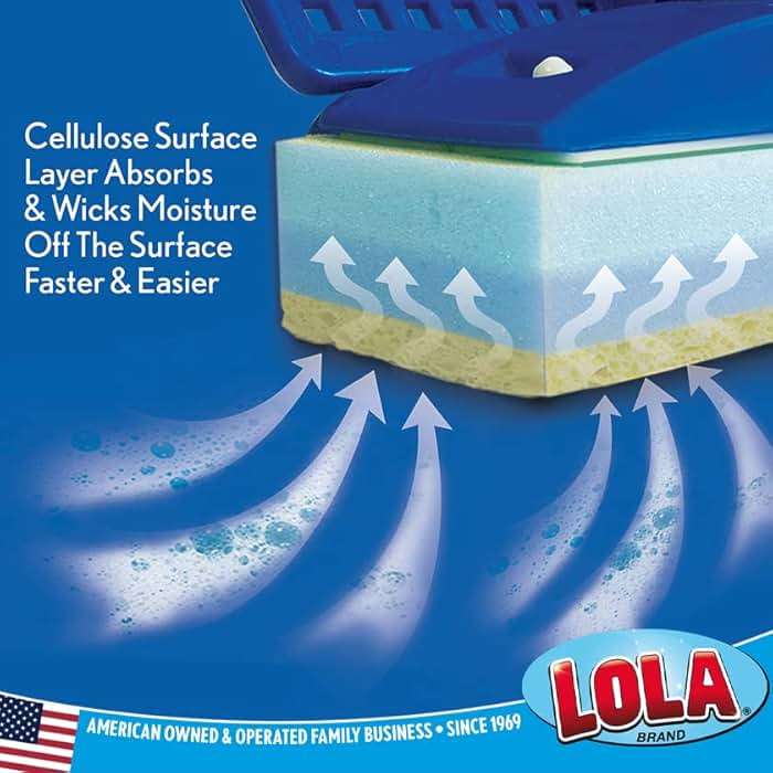 LOLA Squeeze Sponge Mop Refill - w/Foam & a Natural Cellulose Layer, Absorbs and Wicks Moisture, only Fits LOLA Brand Sponge Mop, 9” Head - Image 4