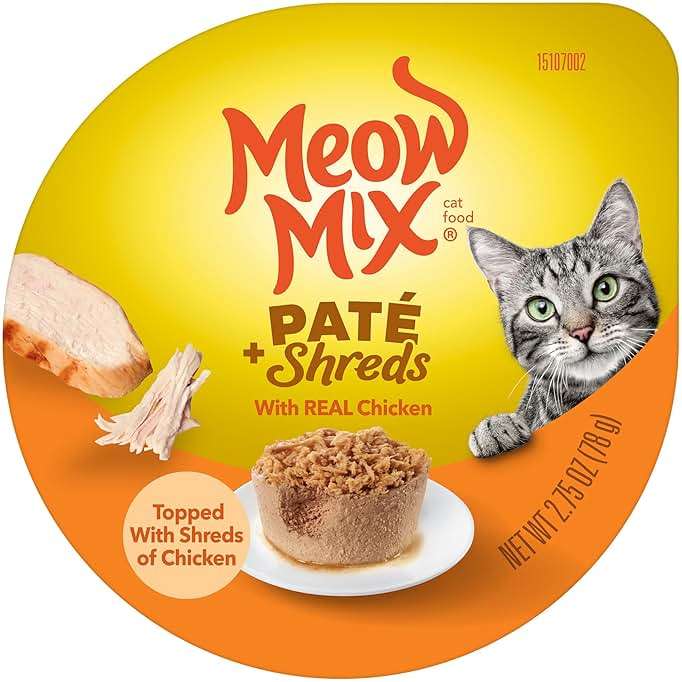 Meow Mix Paté & Shreds Wet Cat Food Variety Pack, Seafood & Poultry Favorites, 2.75 Ounce Cup (Pack of 12) - Image 7