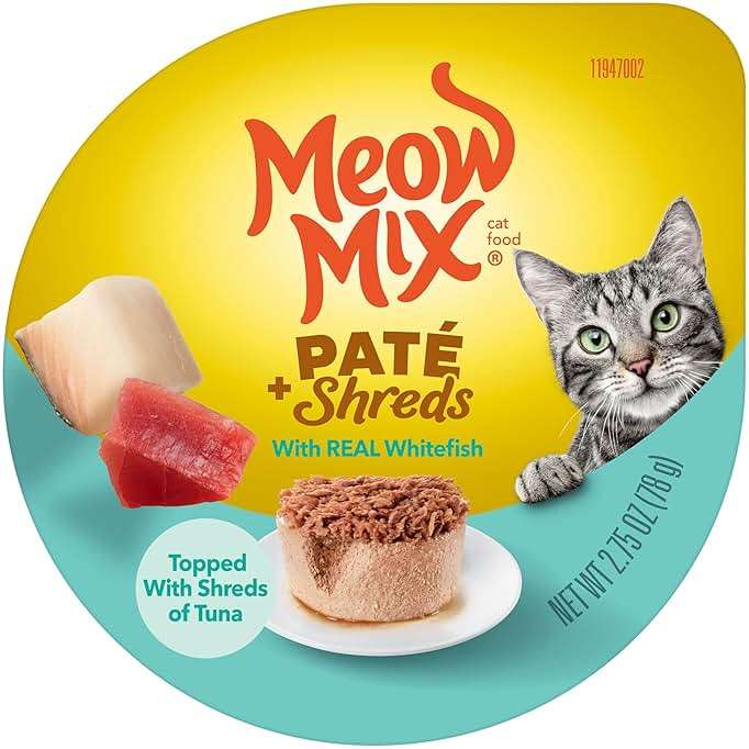 Meow Mix Paté & Shreds Wet Cat Food Variety Pack, Seafood & Poultry Favorites, 2.75 Ounce Cup (Pack of 12) - Image 8