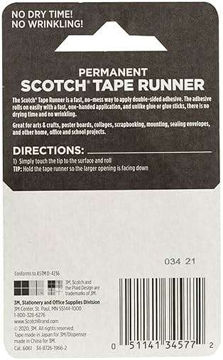 Scotch Double Sided Tape Runner, 0.27 in x 26 ft., Perfect for Holiday Crafts, Gifts, and DIY, 1-Pack - Image 7