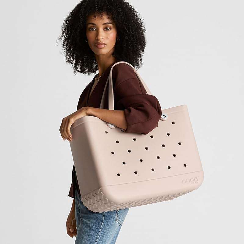 BOGG BAG Original Large Tote – 19” x 14” x 9” – Durable, Washable, Tip-proof – Beach, Pool, Boat, Work, Sports (Haute Pink with White Buttons) - Image 6