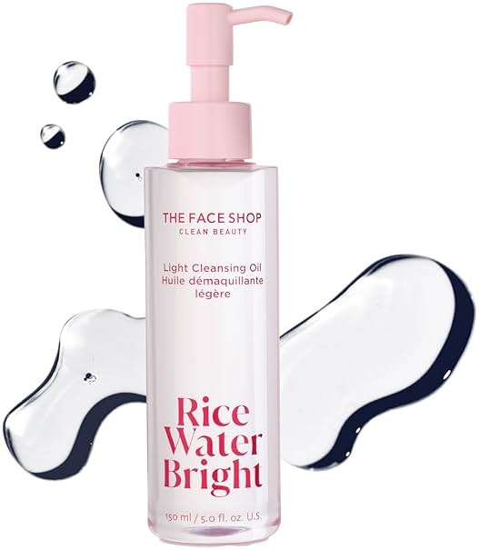 The Face Shop Rice Water Bright Light Facial Cleansing Oil, Daily Makeup Remover, Oil Cleanser, Vegan, Korean Skin Care with Jojoba Oil, Face Pore Cleanser, 150ml - Image 1