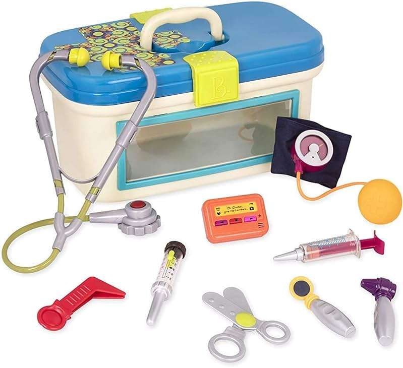 B. toys – Doctor Play Set for Kids – Kids Doctor Toys – 10 Pieces – Realistic Medical Tools – Pretend Play Kit for Toddlers - Image 1