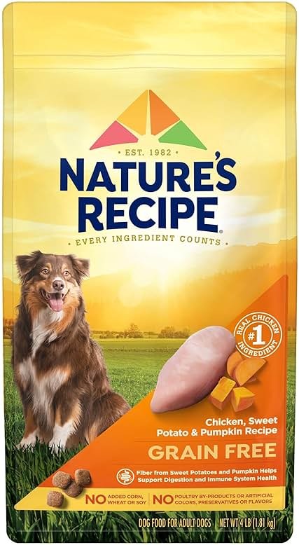 Nature's Recipe Grain Free Chicken, Sweet Potato & Pumpkin Recipe Dry Dog Food, 4 lb. Bag - Product Image