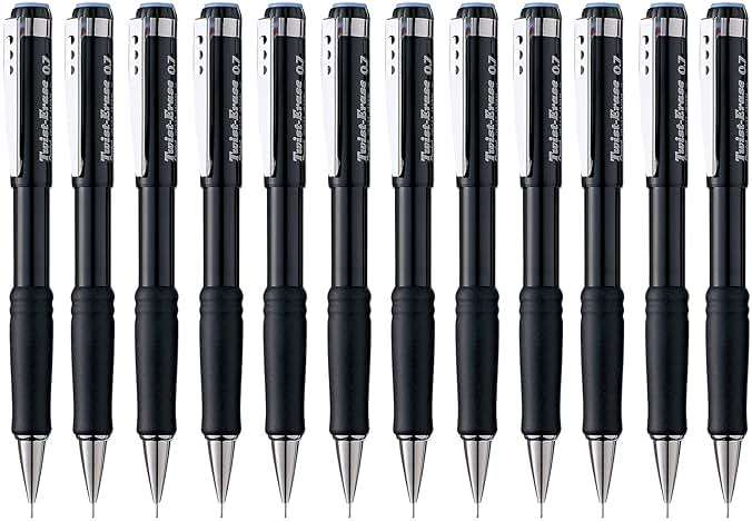 Pentel Twist-Erase III Mechanical Pencil, (0.7mm), Black Barrel, 12 Pack (QE517A) - Image 1