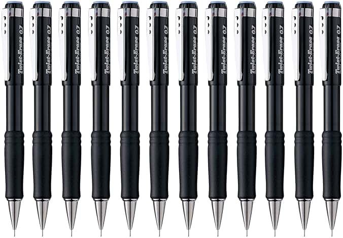 Pentel Twist-Erase III Mechanical Pencil, (0.7mm), Black Barrel, 12 Pack (QE517A) - Product Image