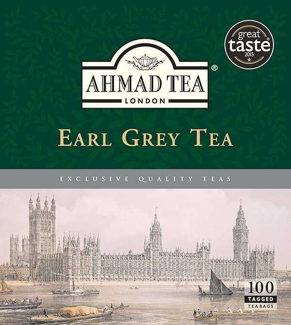 Ahmad Tea Earl Grey Tea, Tagged Teabags without envelopes, 100 Count - Image 1