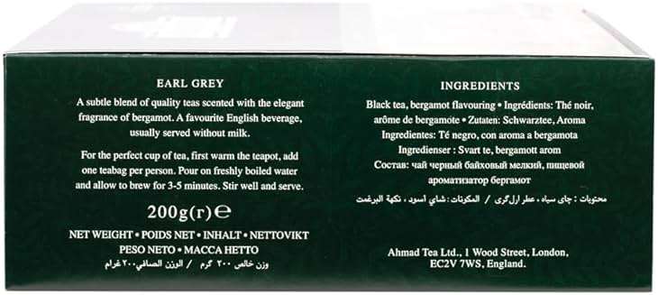 Ahmad Tea Earl Grey Tea, Tagged Teabags without envelopes, 100 Count - Image 8