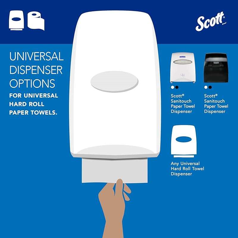 Scott Professional Essential Universal High-Capacity Hard Roll Paper Towels, Bulk (01000), Hardwound 1.5" Core, Absorbency Pockets, White (12 Rolls at 1,000' Each, 12,000'/Case) - Image 8