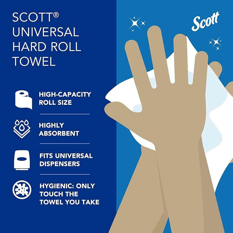 Scott Professional Essential Universal High-Capacity Hard Roll Paper Towels, Bulk (01000), Hardwound 1.5" Core, Absorbency Pockets, White (12 Rolls at 1,000' Each, 12,000'/Case) - Image 10