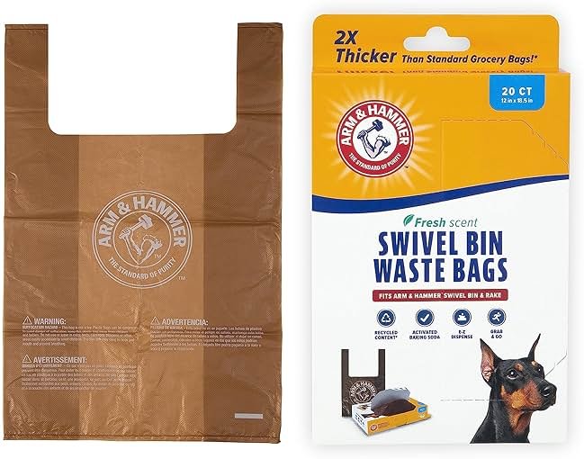 Arm & Hammer Heavy Duty Pet Waste Bags for Swivel Bin & Rake Dog Pooper Scooper, 20 Count Refill Bags (Packaging May Vary) - Product Image