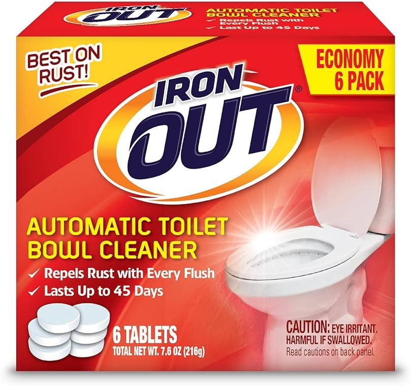 Iron OUT Automatic Toilet Bowl Cleaner Tablets, Helps Remove and Prevent Rust Stains with Every Flush, Lasts up to 45 Days, Made in the USA, 6 Tablets - Product Image