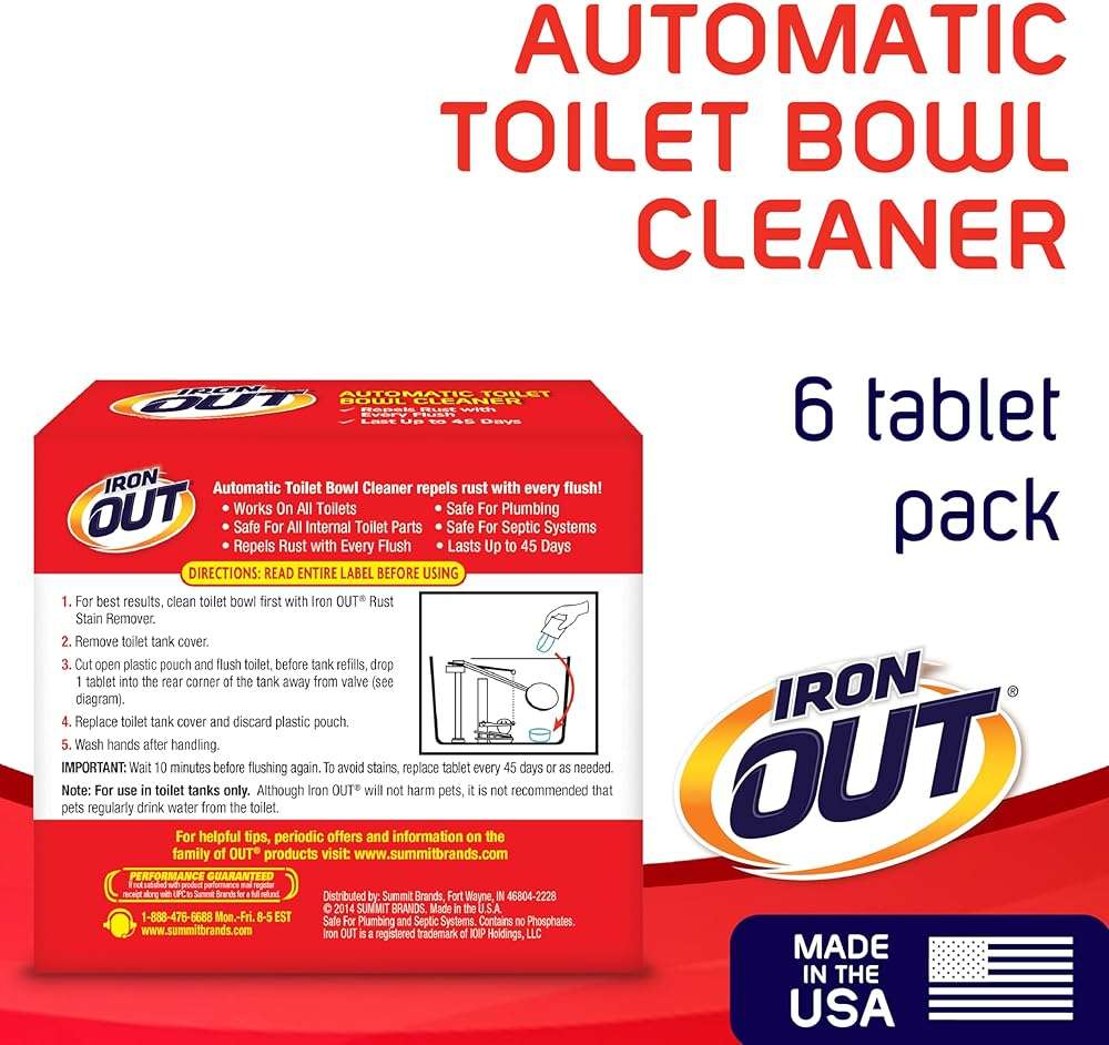 Iron OUT Automatic Toilet Bowl Cleaner Tablets, Helps Remove and Prevent Rust Stains with Every Flush, Lasts up to 45 Days, Made in the USA, 6 Tablets - Image 2