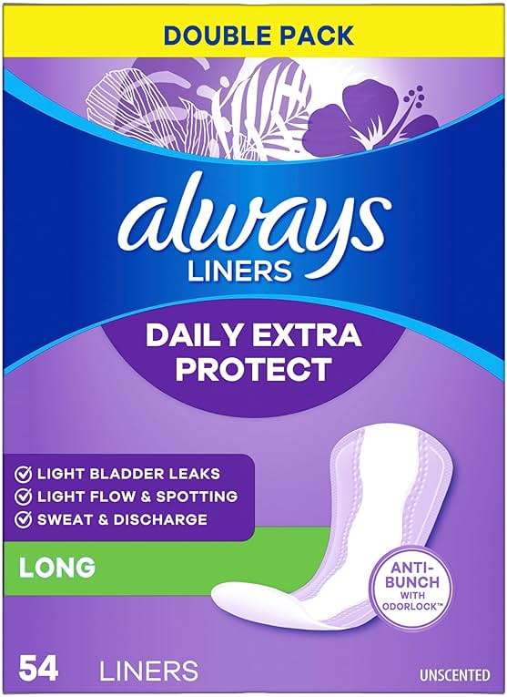 Always Panty Liners for Women Anti-Bunch Xtra Protection Daily Liners, Long, Unscented, 108 Count - Image 11