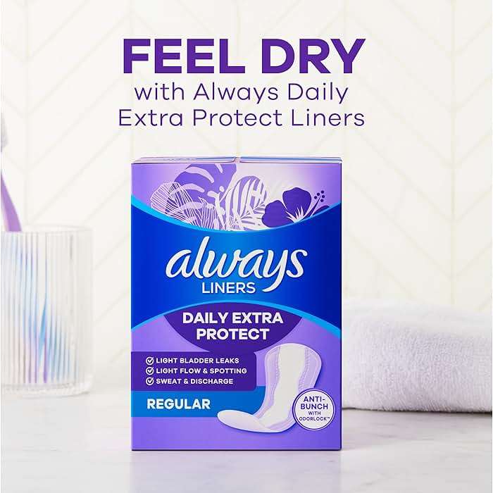 Always Panty Liners for Women Anti-Bunch Xtra Protection Daily Liners, Long, Unscented, 108 Count - Image 7
