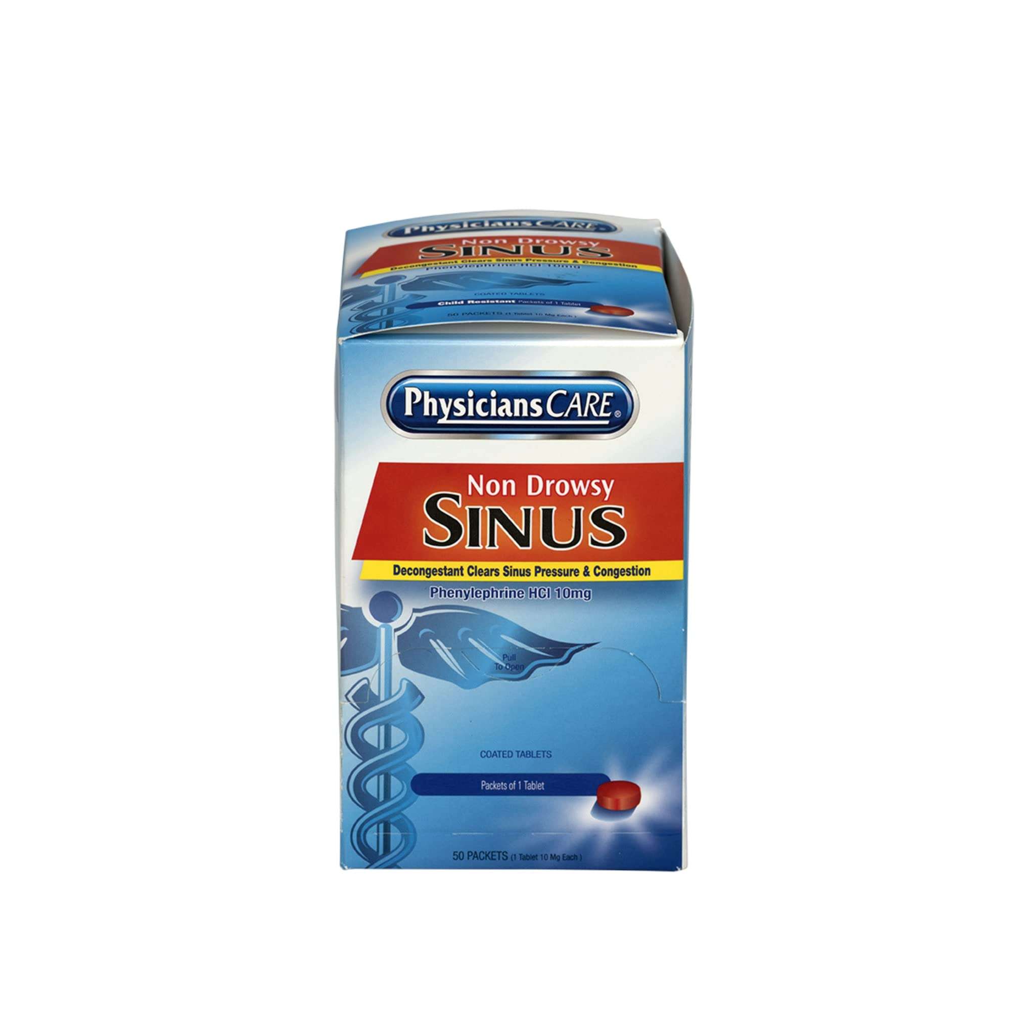 PhysiciansCare Sinus Decongestant Congestion Medication, 2 Tablets Per Packet, Box Of 50 - Image 1