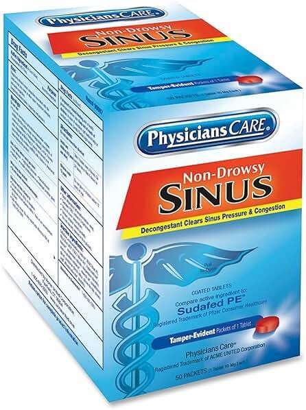 PhysiciansCare Sinus Decongestant Congestion Medication, 2 Tablets Per Packet, Box Of 50 - Image 4