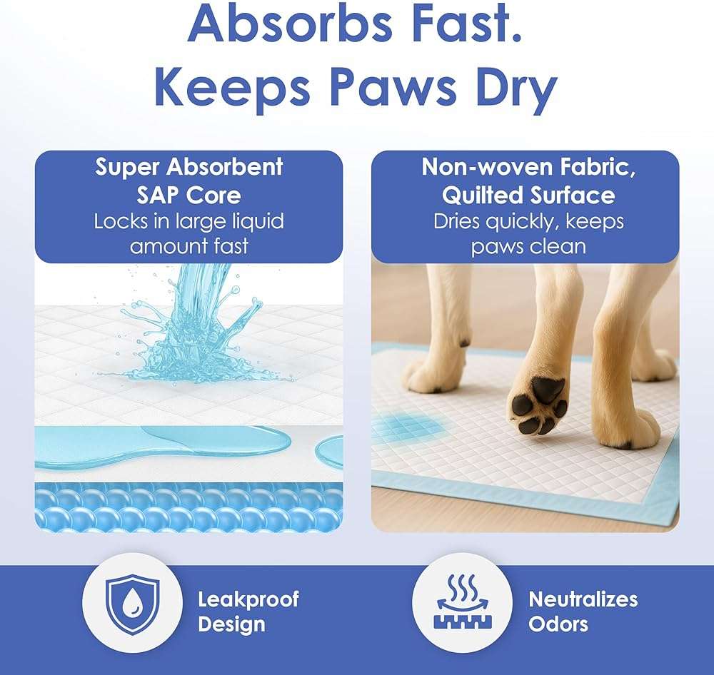 American Kennel Club Scented Puppy Training Pads with Ultra Absorbent Quick Dry Gel – 22 x 22 Pee Pads for Dogs - Fresh Scented - Pack of 100 - Image 4