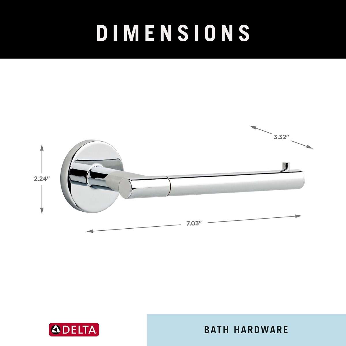 Delta Single Post Toilet Paper Holder | Polished Chrome | Wall Mount | Trinsic Bathroom Accessories - Image 3