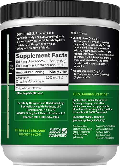 Fitness Labs German Creatine Monohydrate Powder | 500 Grams | Creapure Fitness Supplement | for Men & Women | Unflavored | 100 Servings - Image 2