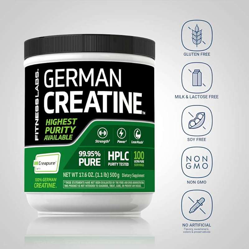 Fitness Labs German Creatine Monohydrate Powder | 500 Grams | Creapure Fitness Supplement | for Men & Women | Unflavored | 100 Servings - Image 3