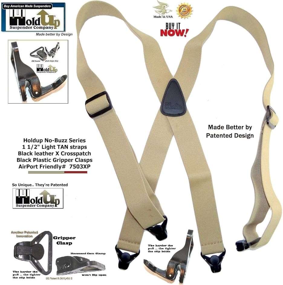 Hold-Up Suspender Co. Holdup Airport Friendly/No Buzz Suspenders with the USA patented Composite plastic gripper clasp - Image 4