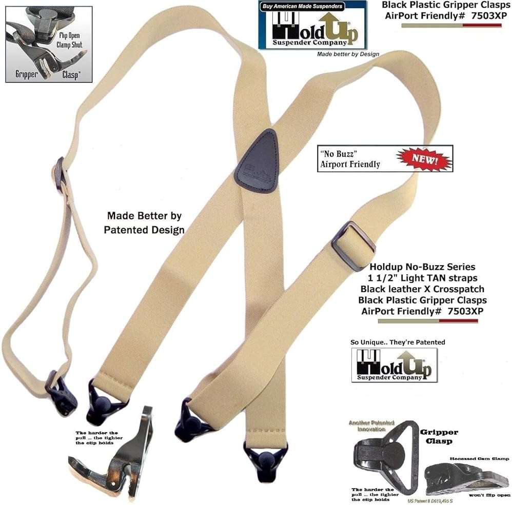 Hold-Up Suspender Co. Holdup Airport Friendly/No Buzz Suspenders with the USA patented Composite plastic gripper clasp - Image 5