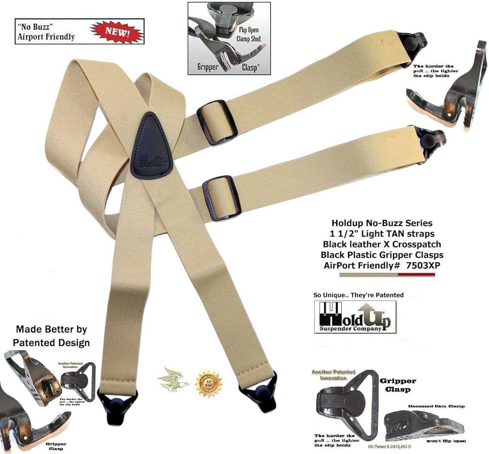 Hold-Up Suspender Co. Holdup Airport Friendly/No Buzz Suspenders with the USA patented Composite plastic gripper clasp - Image 6